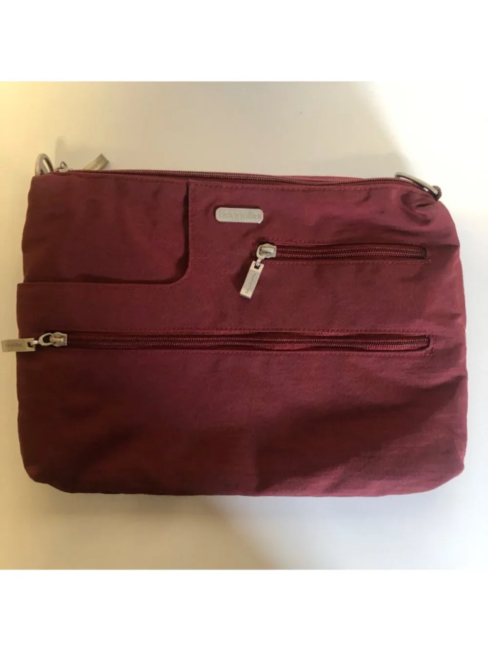 Baggallini Maroon Purse Tablet Bag and Pacsafe RFID-Blocking Wristlet Bag Set
